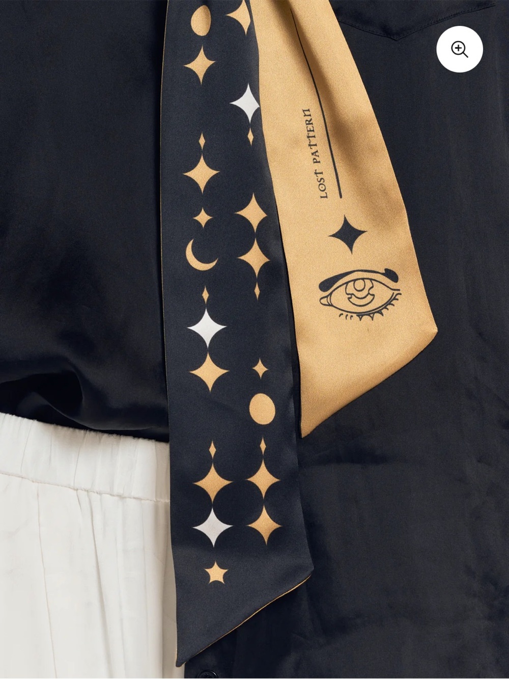 Lost Pattern Moonlight Stars Silky Gold & Black Graphic Scarf - Picture 11 of 14
